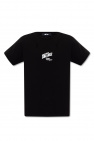 Black cotton side-tied T-shirt from featuring a round neck