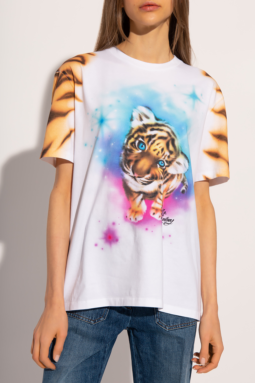 Stella McCartney Stella Nova lion-print cotton T-shirt Bianco