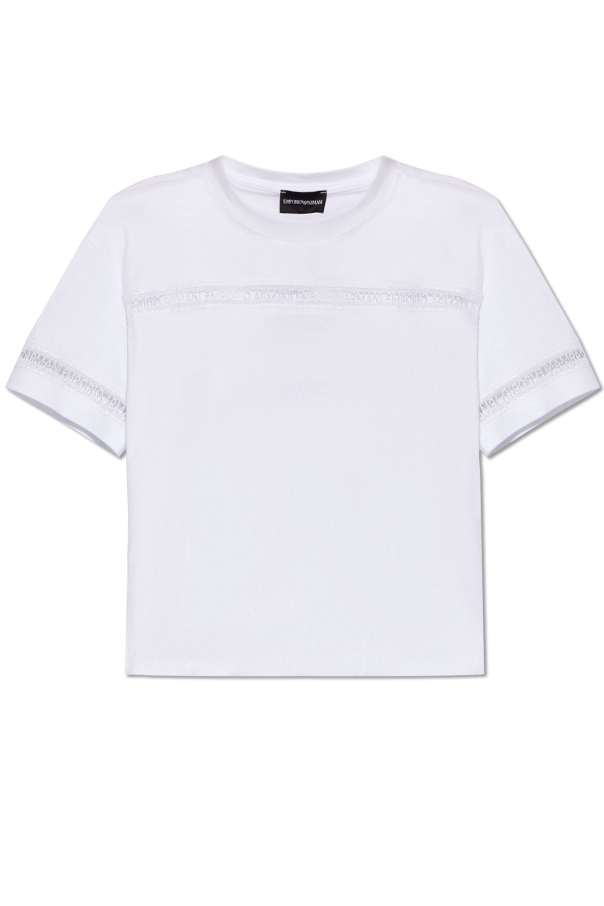 Emporio Armani T-shirt z koronkowymi wstawkami