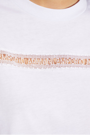 Emporio Armani T-shirt z koronkowymi wstawkami