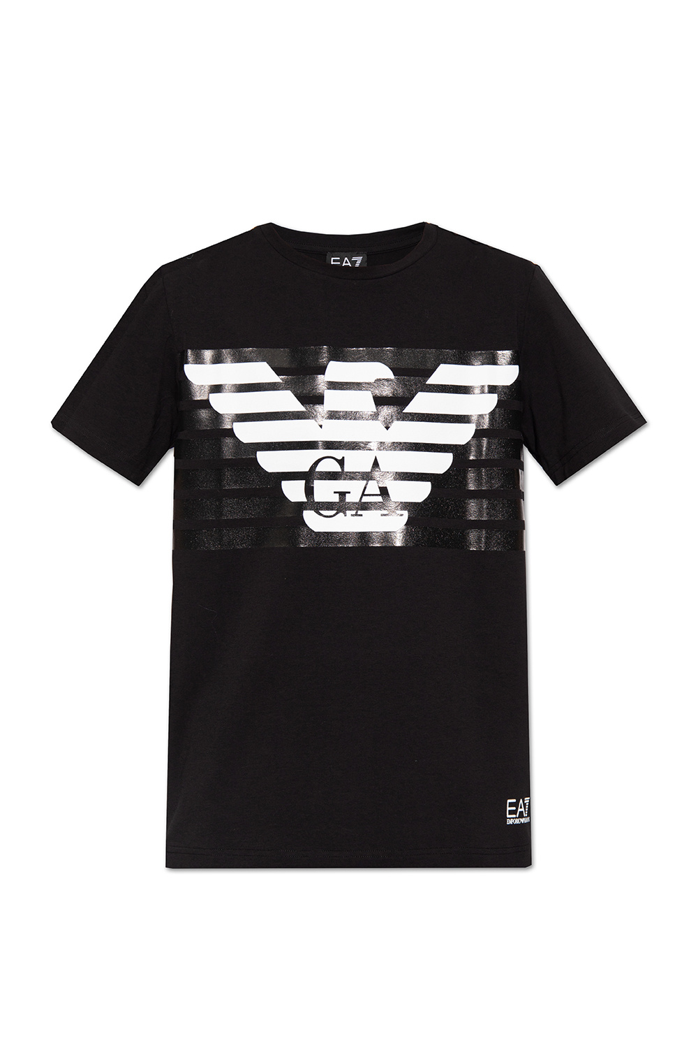 Black/silver Emporio Armani Eagle Logo Crew-Neck Men's T-Shirt 