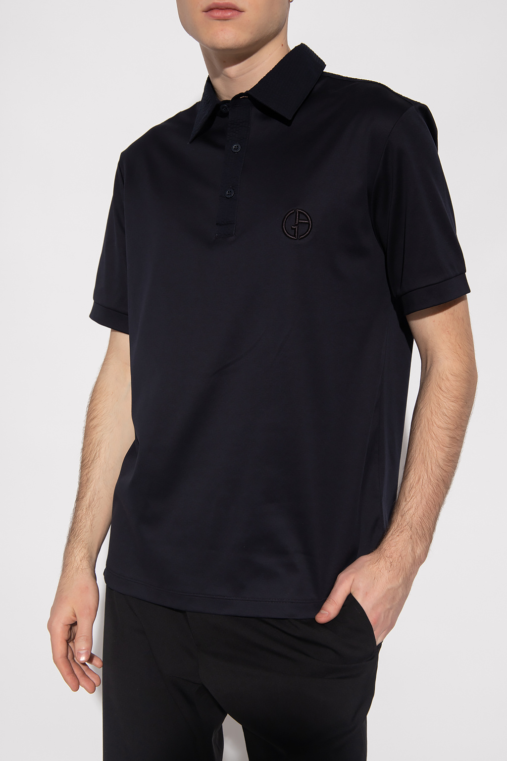 Giorgio Armani Polo Ralph Lauren Polo Sport Granatowa bluza z kapturem z długim rękawem i logo