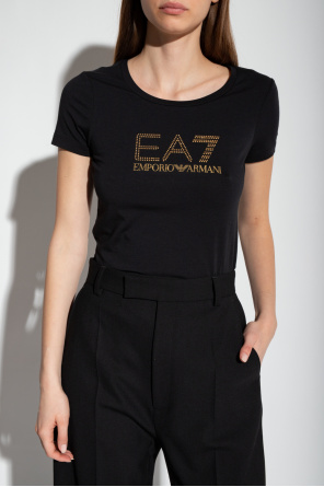 Armani EA7 Logo Series T-Shirt mit Logoband und durchgehendem Print in Schwarz Emporio Armani cross body bag