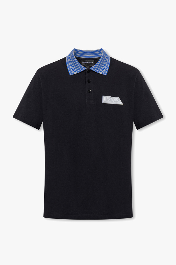 Emporio Armani open-collar linen polo shirt