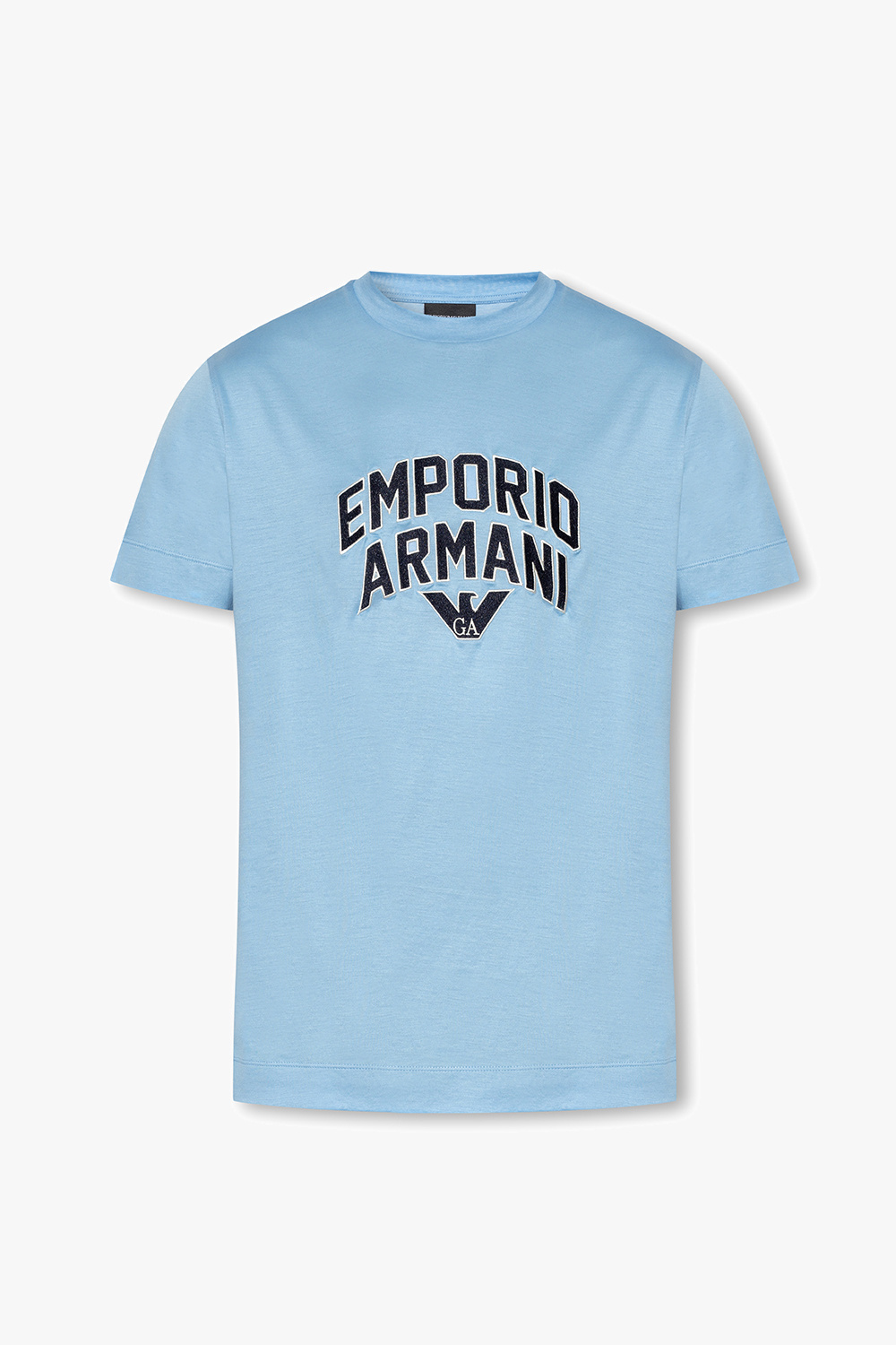 Emporio Armani Kids embroidered-logo polka-dot shirt - Blue