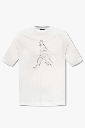 Emporio Armani Camicia a maniche lunghe bianca con logo a contrasto e colletto rimovibile