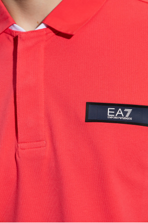EA7 Emporio Armani Cream Polo shirt with logo