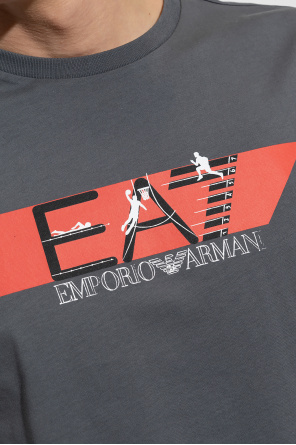 ea7 emporio armani black hoodie T-shirt with logo