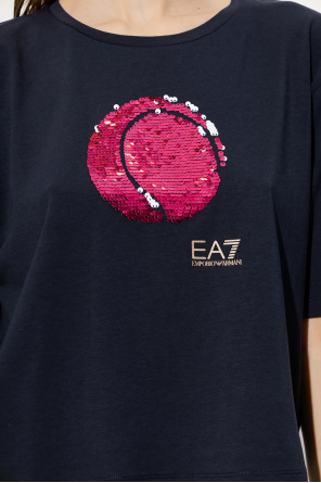 EA7 Emporio armani wristwatch T-shirt with sequinned appliqué