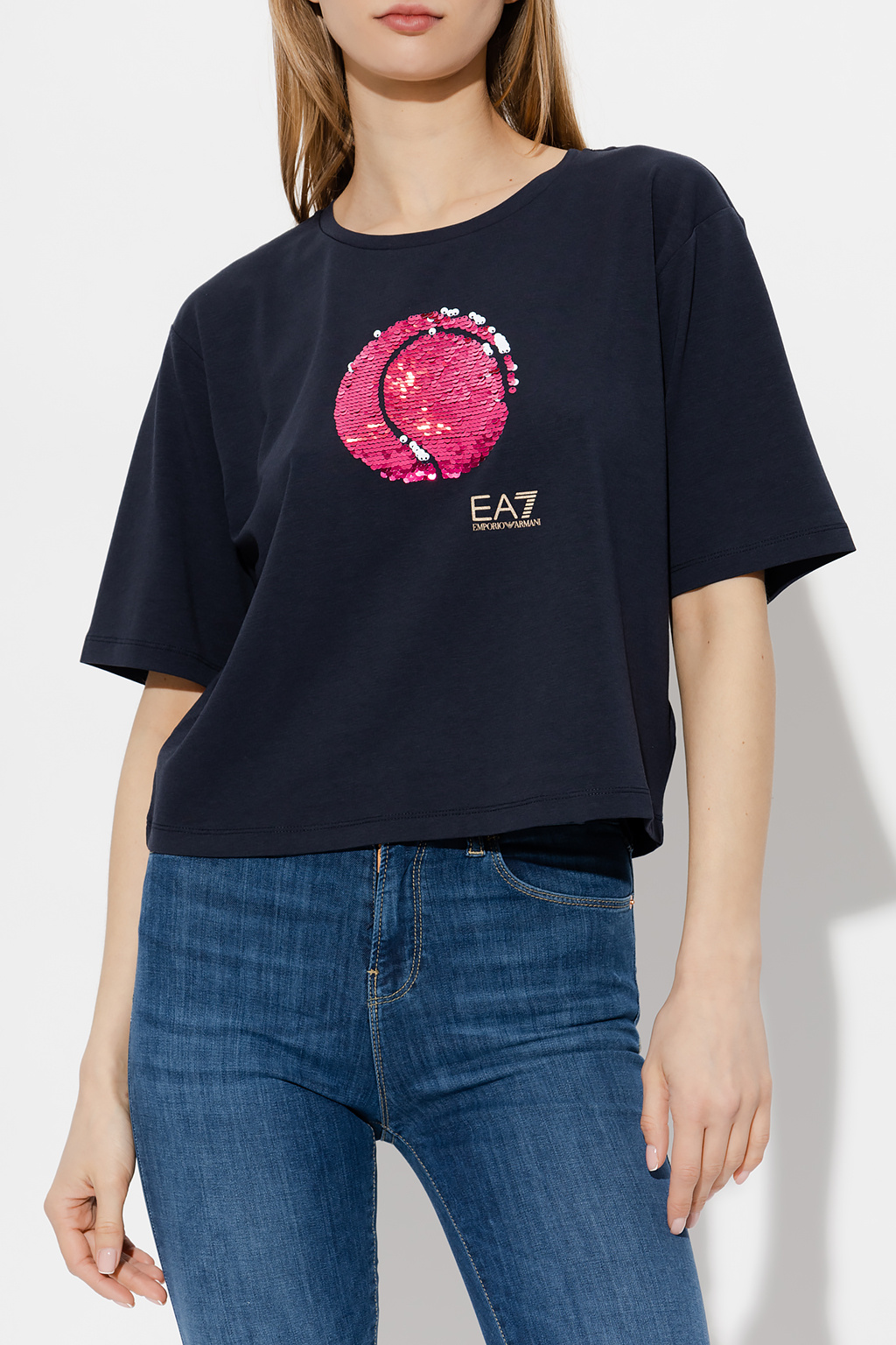 EA7 Emporio Armani T-shirt with sequinned appliqué