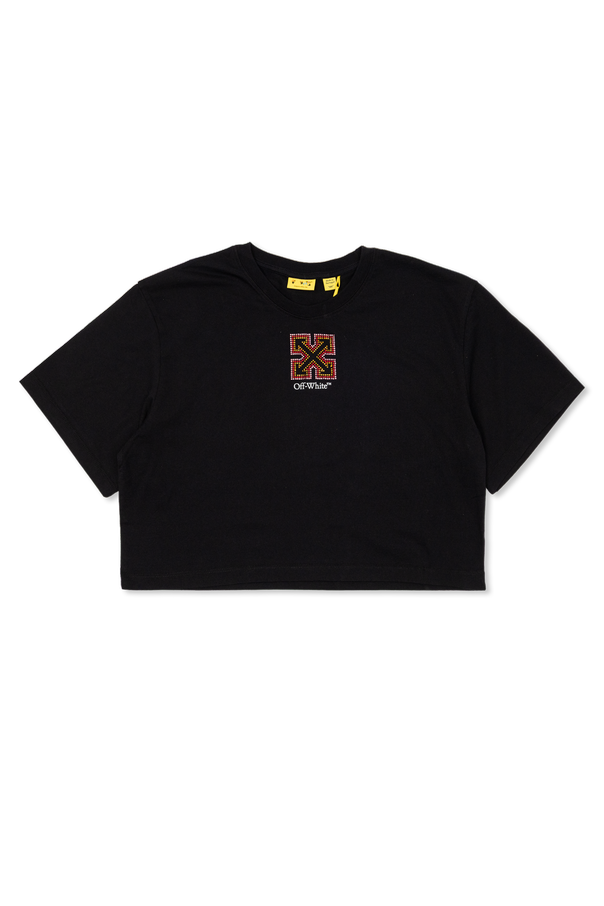 Black t-shirt with sparkling sequins od Off-White Kids