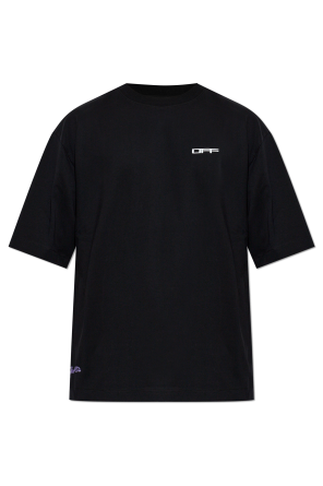 T-shirt with a colorfully printed logo