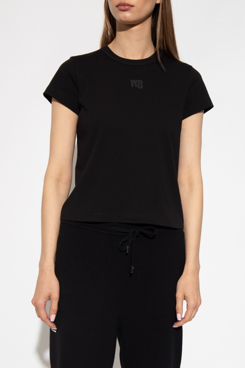 T by Alexander Wang Mamalicious Mammkläder Svart t-shirt med blommiga kanter