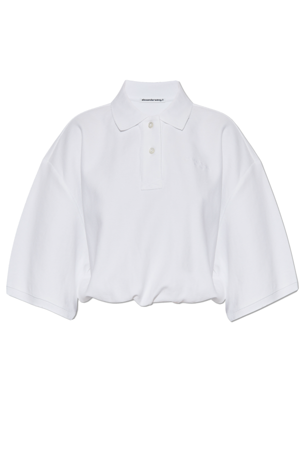 Short polo shirt with embroidered logo od T by Alexander Wang