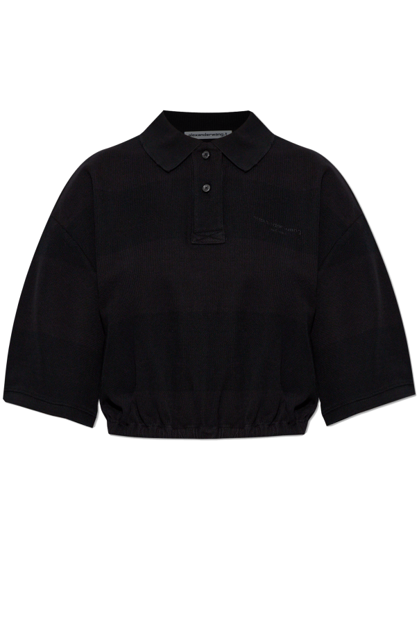 Cropped polo shirt with embroidered logo od T by Alexander Wang