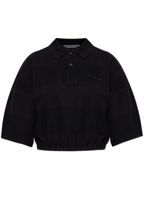 Cropped polo shirt with embroidered logo