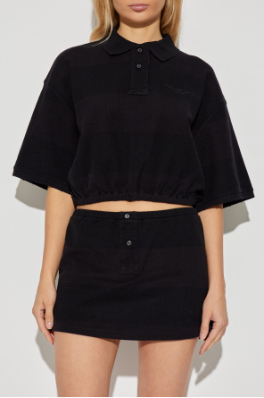 T by Alexander Wang Kurzes Polohemd mit gesticktem Logo