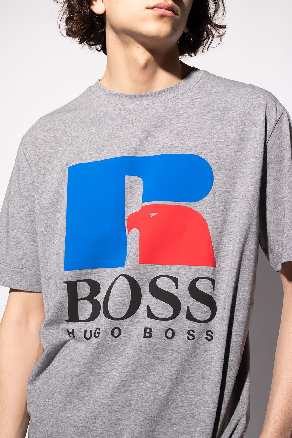 Hugo Boss Boss X Russell Athletic - Cotton Crew-neck T-shirt In Blue