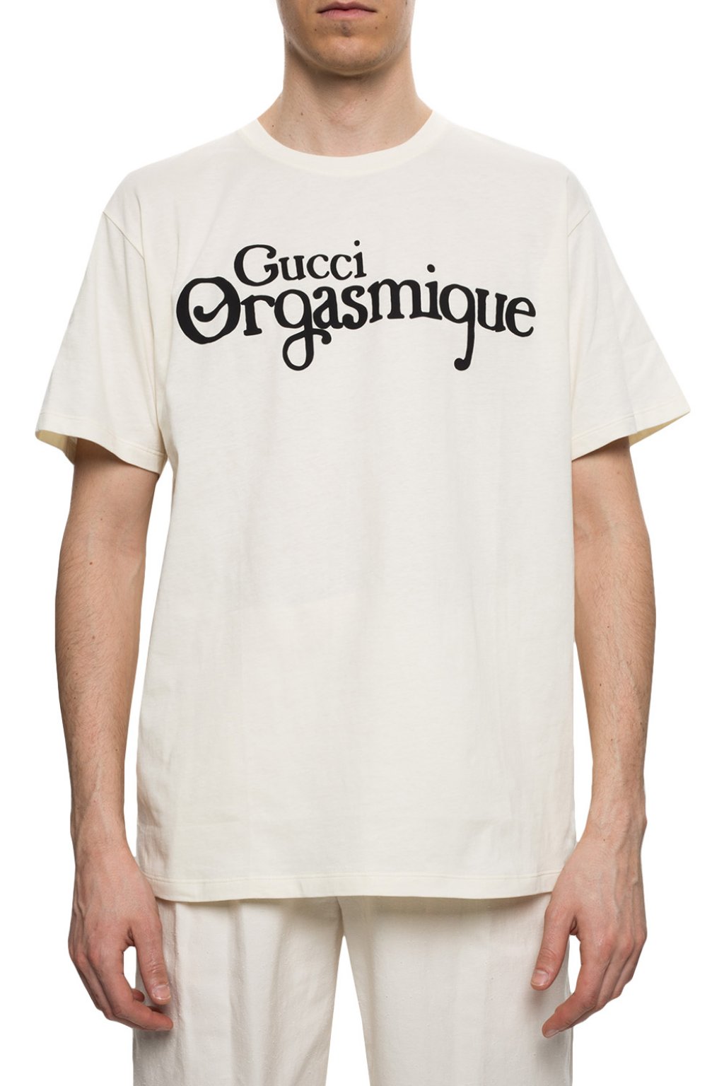 Gucci script print silk shirt