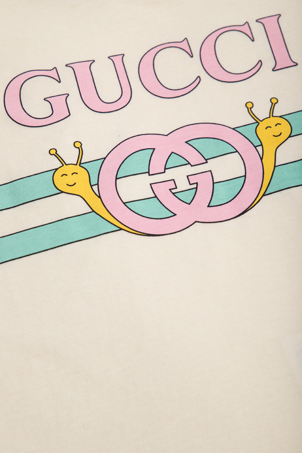 Gucci Kids Bawełniany t-shirt z nadrukiem
