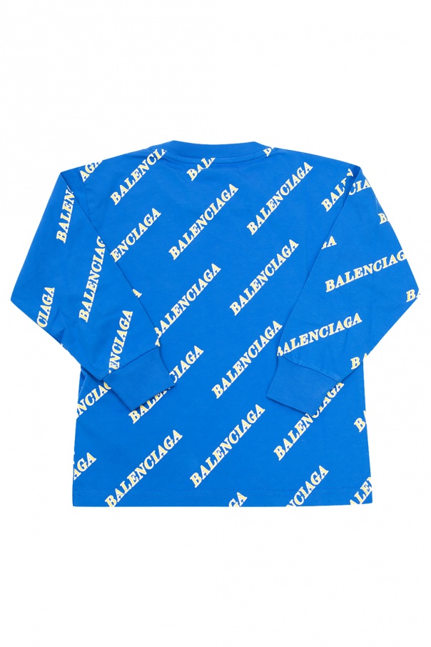 Balenciaga Kids Long-sleeved T-shirt Blau with logo