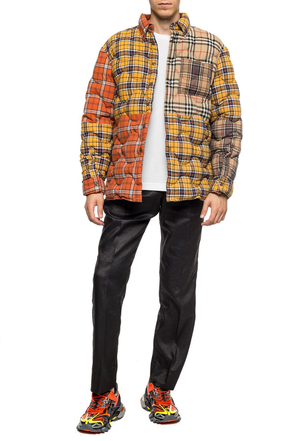 burberry men's mixed plaid quilted shirt jacket