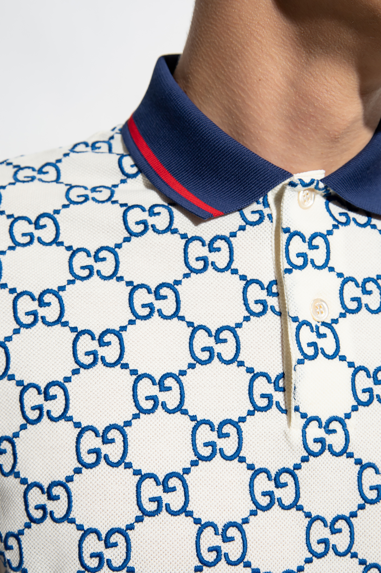 Gucci Polo Shirt With Monogram in Blue for Men