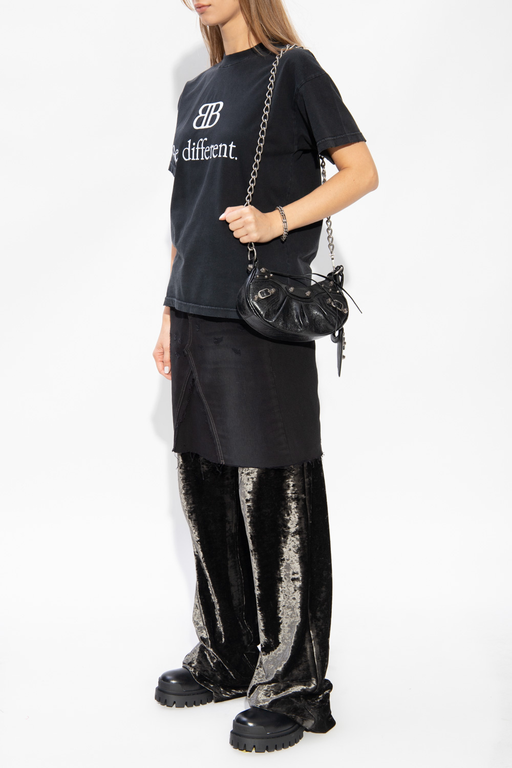 Balenciaga T-shirt Leffort Pro 3D cinzento preto mulher