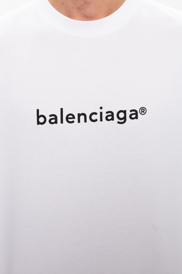 Balenciaga Large Fit Embroidered Cotton Tshirt In Сероватобелый  ModeSens