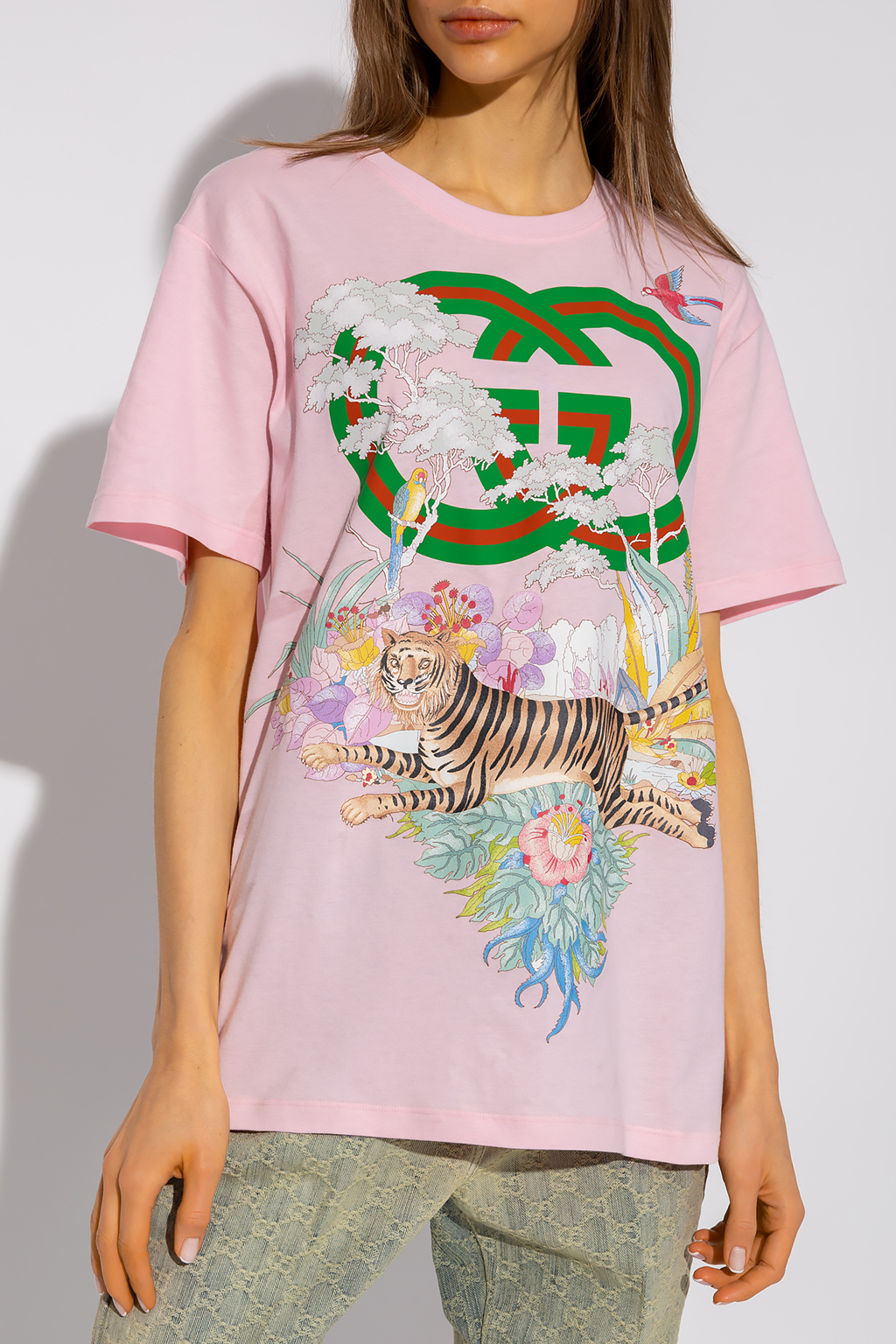 Pink Printed T-shirt from the 'Gucci Tiger' collection Gucci - Vitkac France
