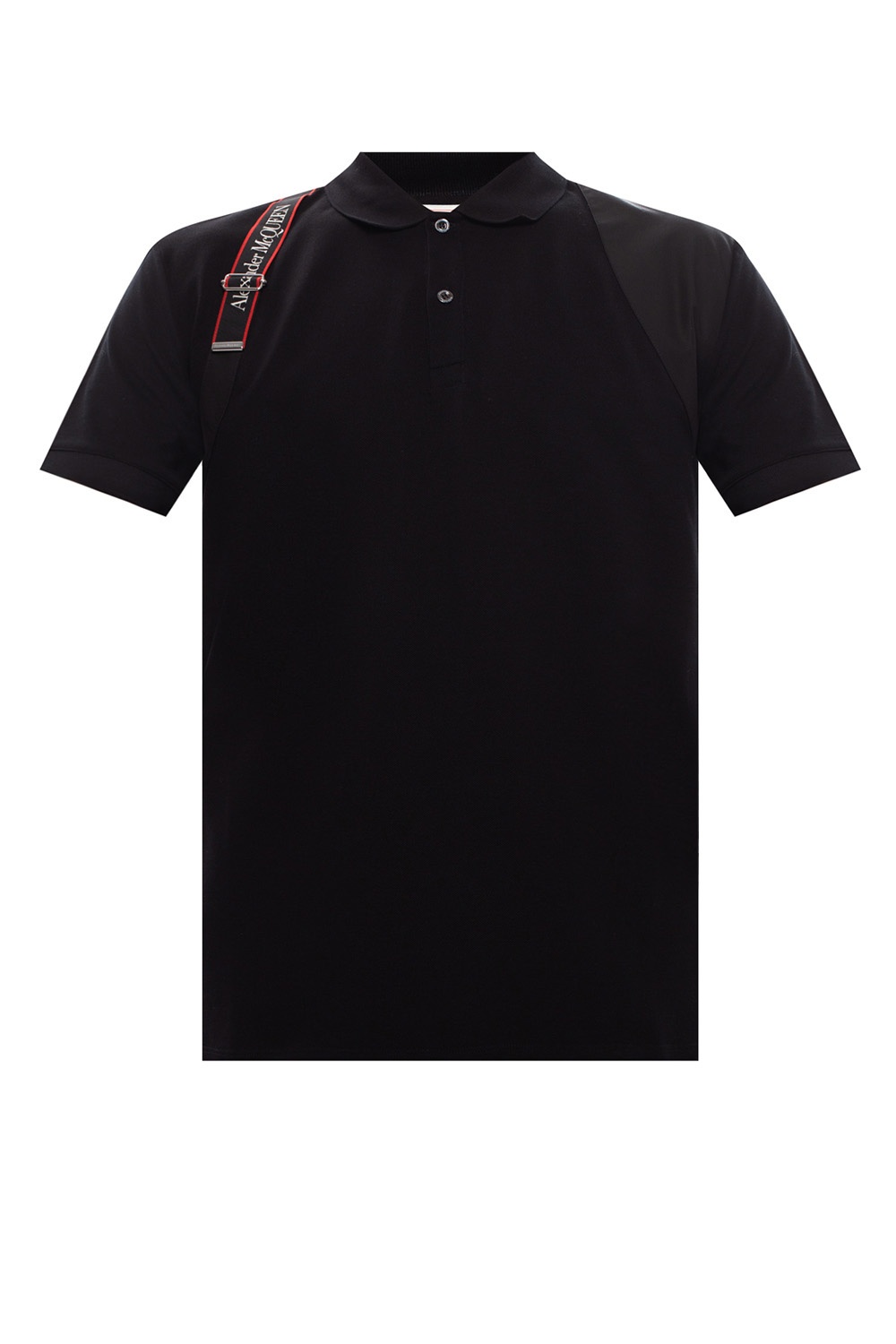 Alexander McQueen Men's Logo Tape Harness Polo Shirt