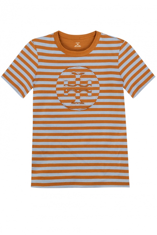 Tory Burch Albam marineblå Utility t-shirt med grafik på front og på ryg