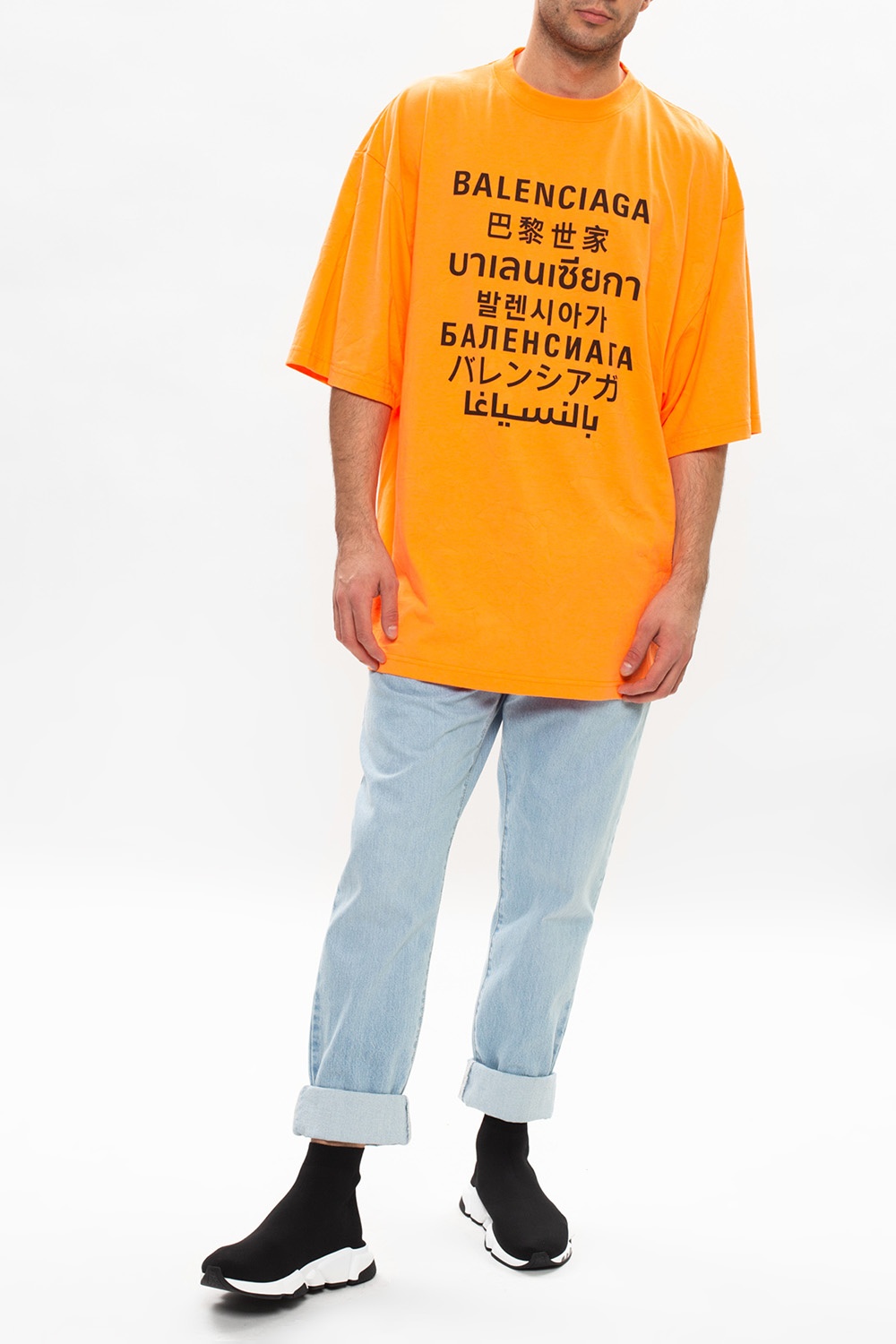 balenciaga orange t shirt