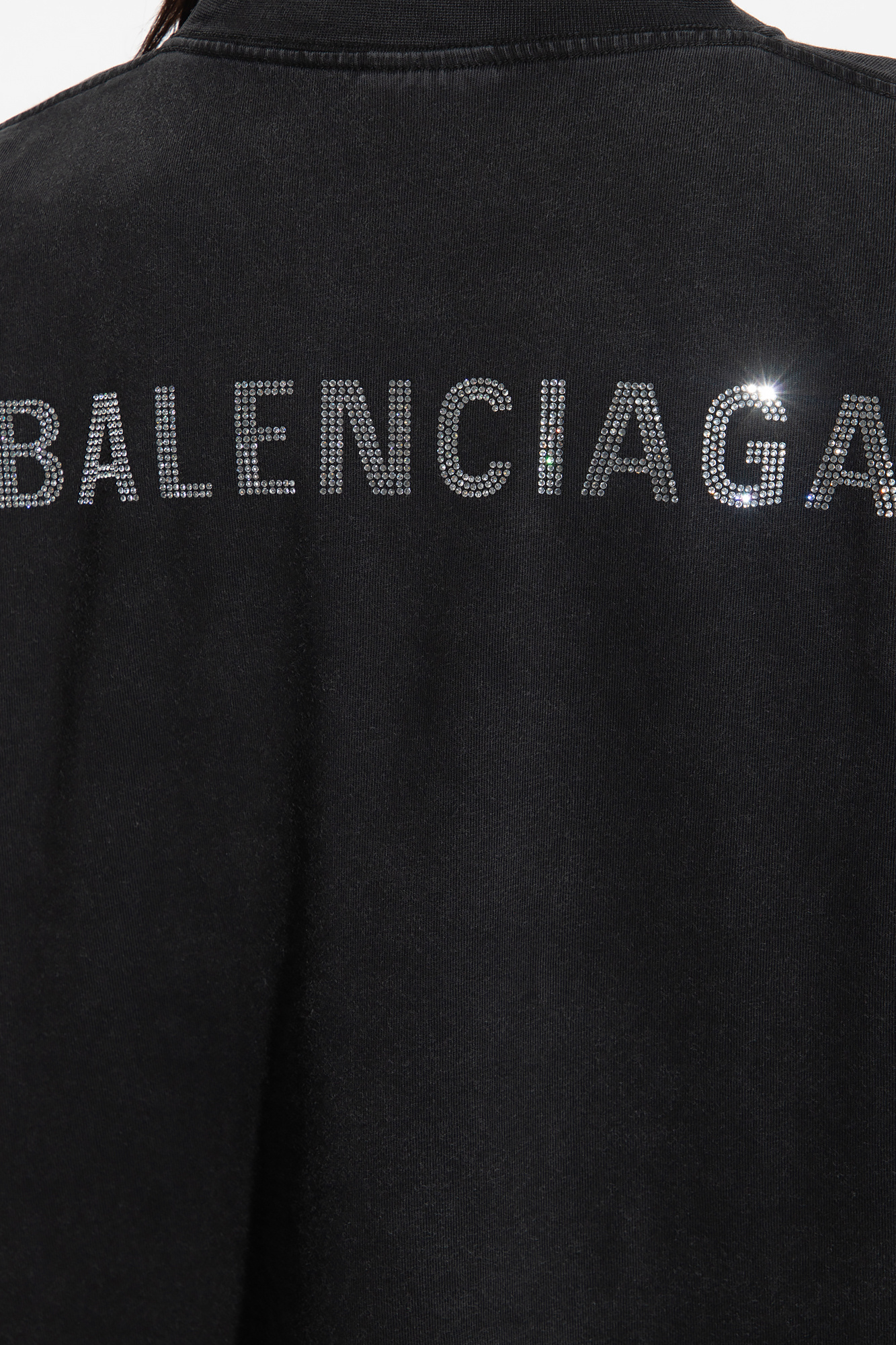 Balenciaga T-shirt with rhinestone logo, Women's Clothing