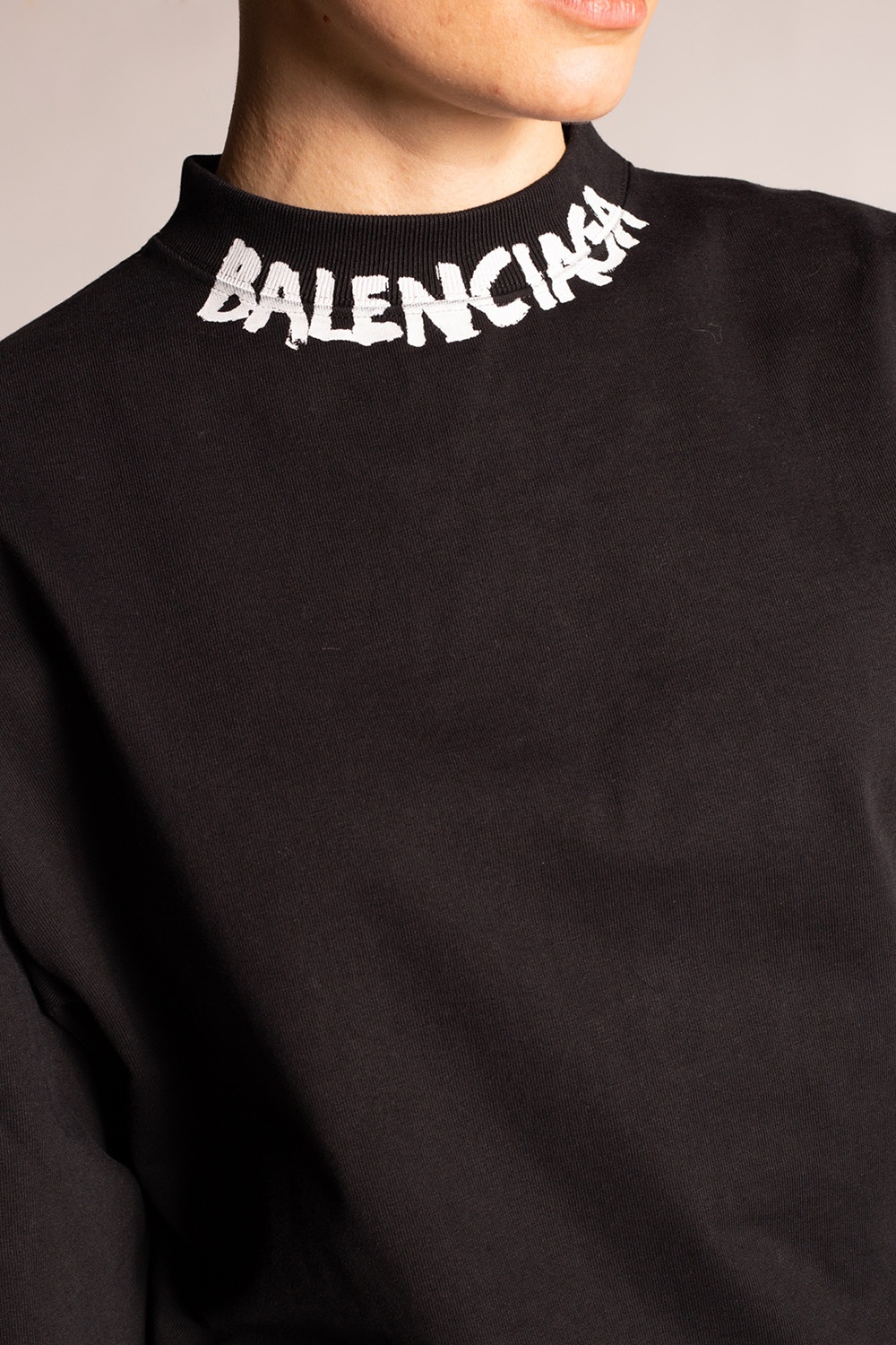 womens long sleeve fitted shirts | Shirt - Balenciaga Aries Happy Dude Long Sleeve T - IetpShops | Women's Clothing