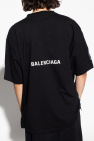 Balenciaga Long sleeve slub knit T-shirt grigio in cotone di