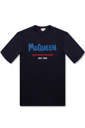 Alexander McQueen Black Cotton T-shirt With Skull Print