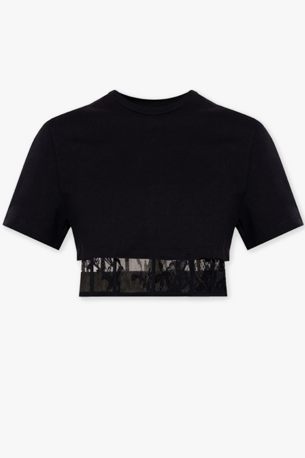 Alexander McQueen Dwuwarstwowy t-shirt z wbudowanym gorsetem