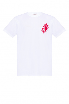 Alexander Mcqueen Man 's Red Cotton T-shirt With Logo Print