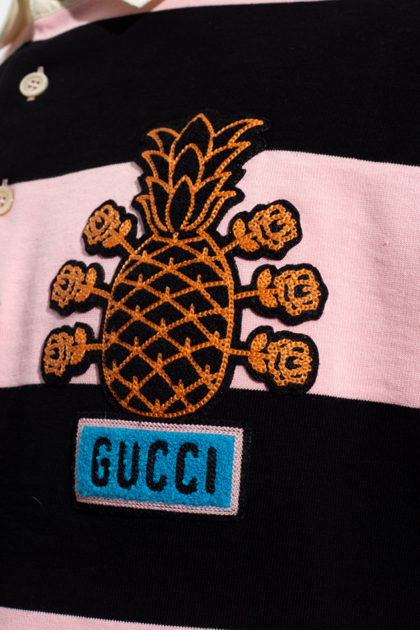 Gucci The 'Gucci Pineapple' collection polo shirt | Men's Clothing |  IetpShops | Gucci Modern Future Gothic Silk Fan with Tassel