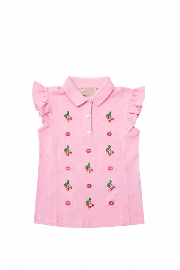 Gucci Kids caps polo shirt with logo
