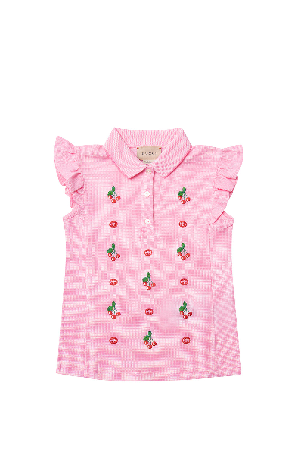 Gucci Kids Embroidered Stretch Mesh Polo Shirt Little Kids