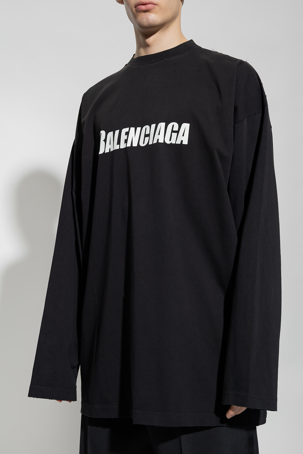 Balenciaga Long Sleeve Cotton Poplin Concealed Shirt