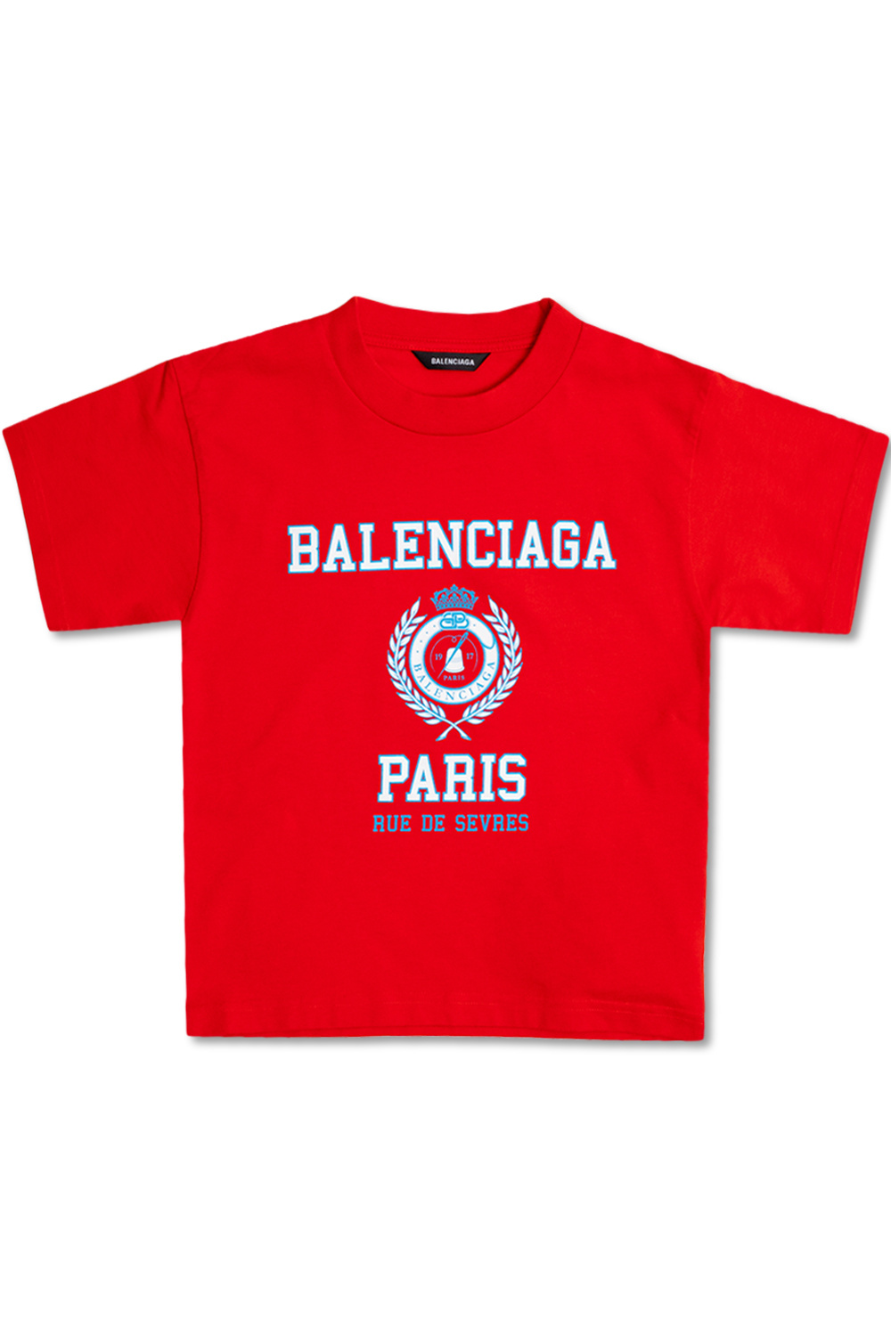 Logo Cotton T Shirt in Red - Balenciaga Kids