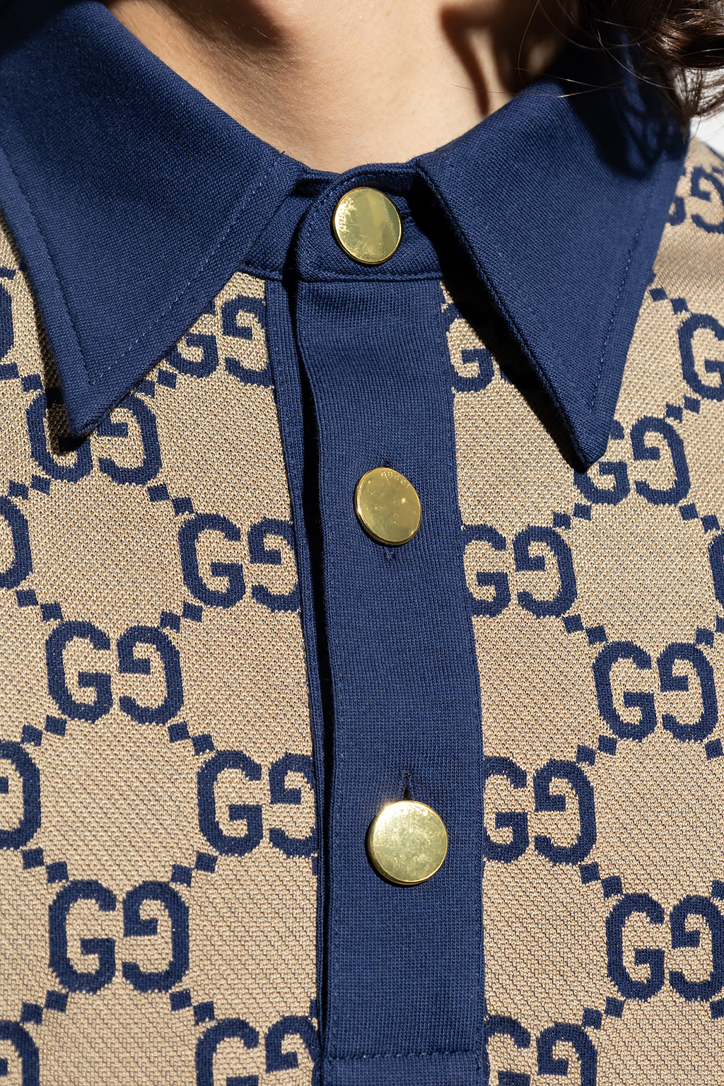 Gucci Maxi GG Monogram Polo Shirt - Blue