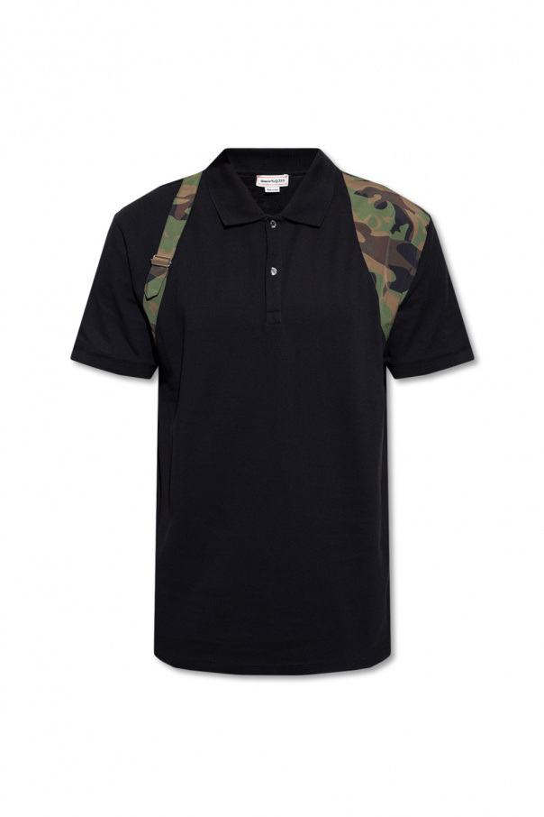 Alexander McQueen floral polo shirt with camo print