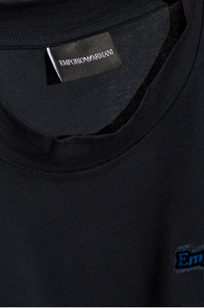 Emporio Armani T-shirt z logo o aksamitnym wykończeniu