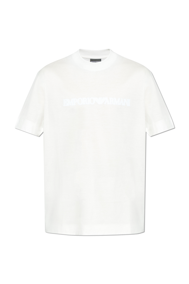 Emporio Armani T-shirt z logo o aksamitnym wykończeniu