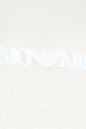 Emporio Armani T-shirt z logo o aksamitnym wykończeniu