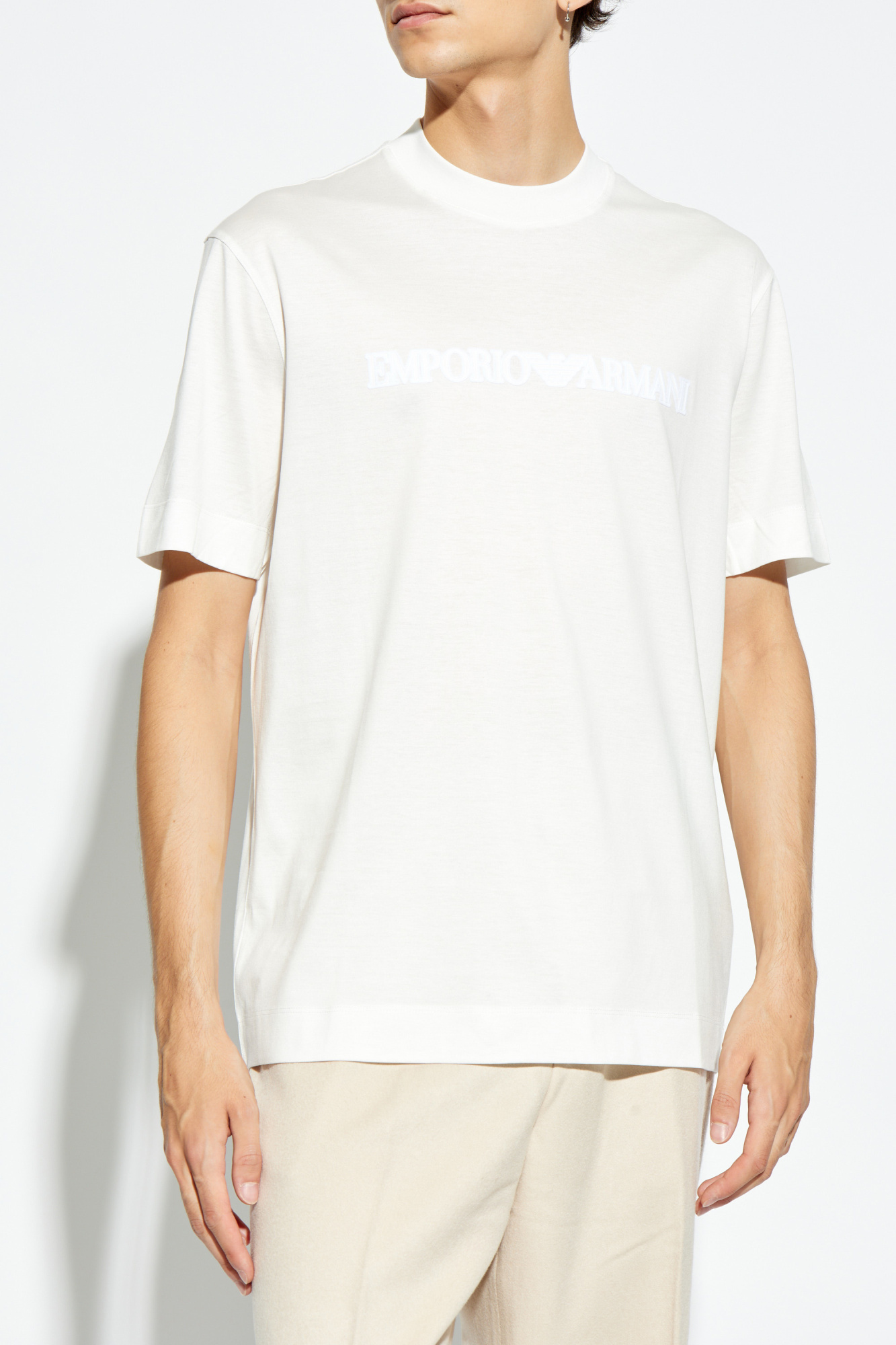 Emporio armani Silk T-shirt with velvet finish logo